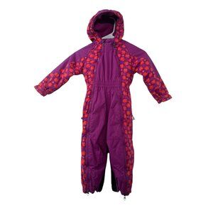 REI Retro Style Fleece Lined Snowsuit Girls 3T Purple Hooded Full Zip Winter Ski